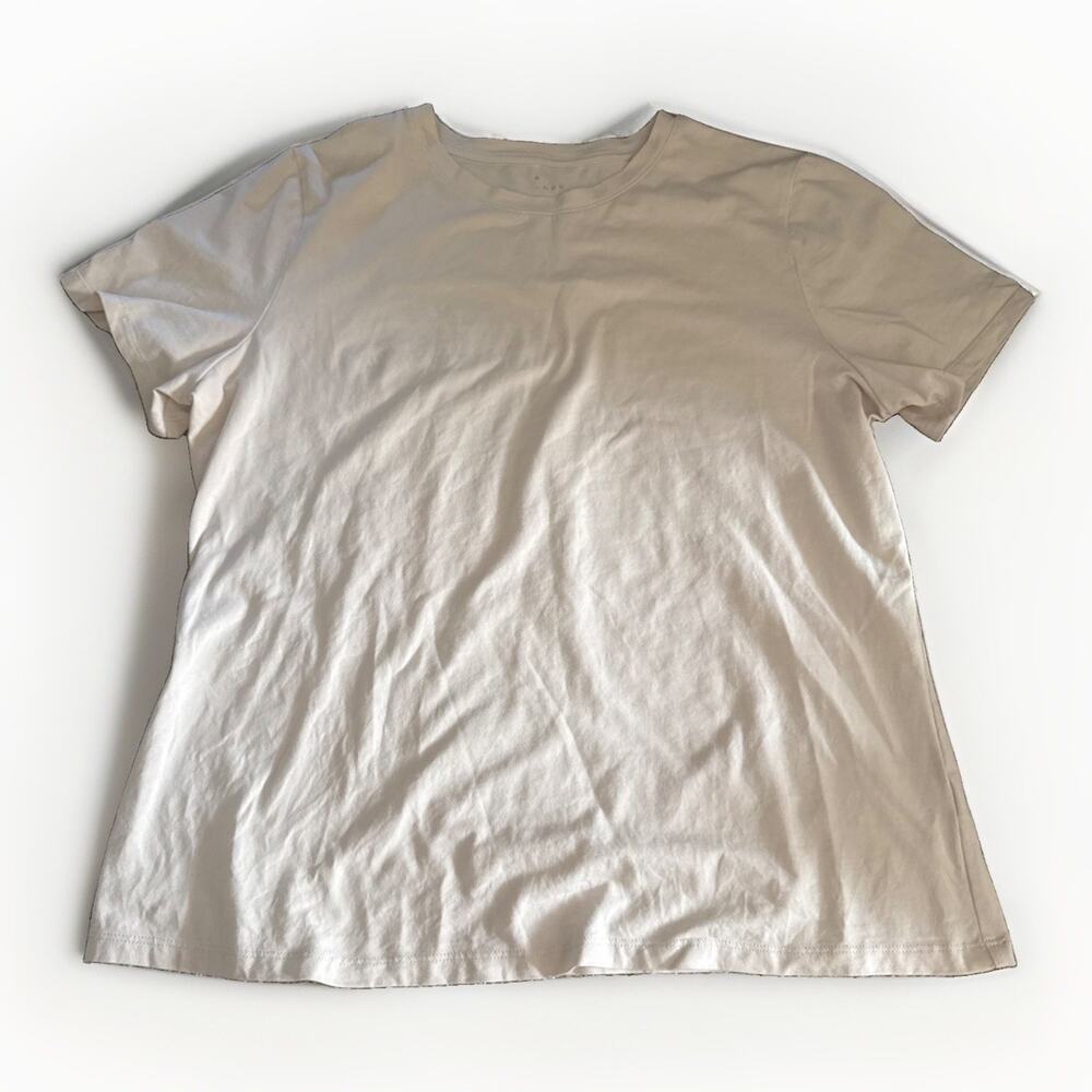 A New Day Womens Cream Off White Short Sleeve Crewneck T-Shirt Size Larhe Cotton